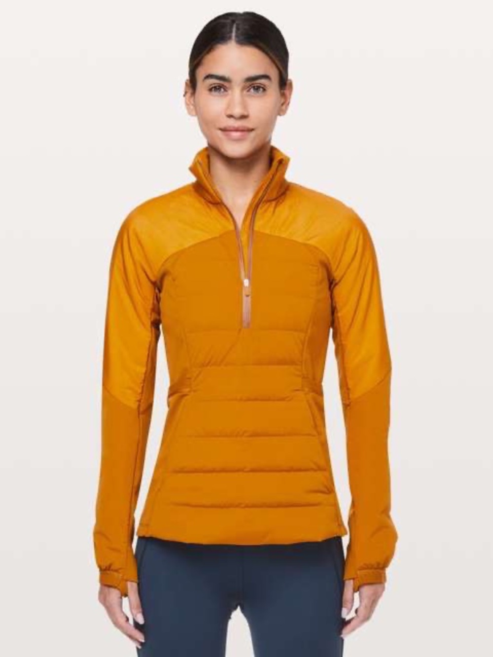 Lululemon Down Insulated Half Zip Running Jacket Golden Ochre Yellow - Size 10